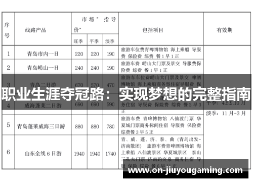职业生涯夺冠路：实现梦想的完整指南