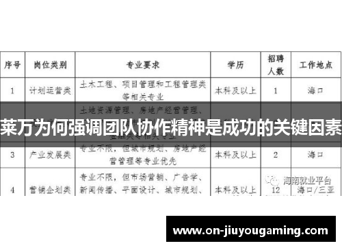 莱万为何强调团队协作精神是成功的关键因素
