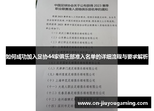 如何成功加入足协44家俱乐部准入名单的详细流程与要求解析